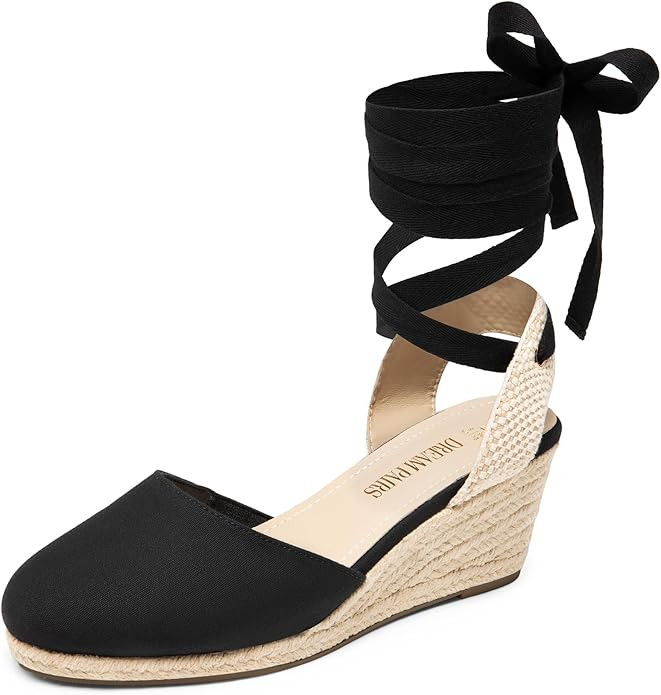 DREAM PAIRS Women's Close Toe Espadrilles Wedge Sandals, Cute Lace Up 2.5 Inch Platform Strappy S... | Amazon (US)