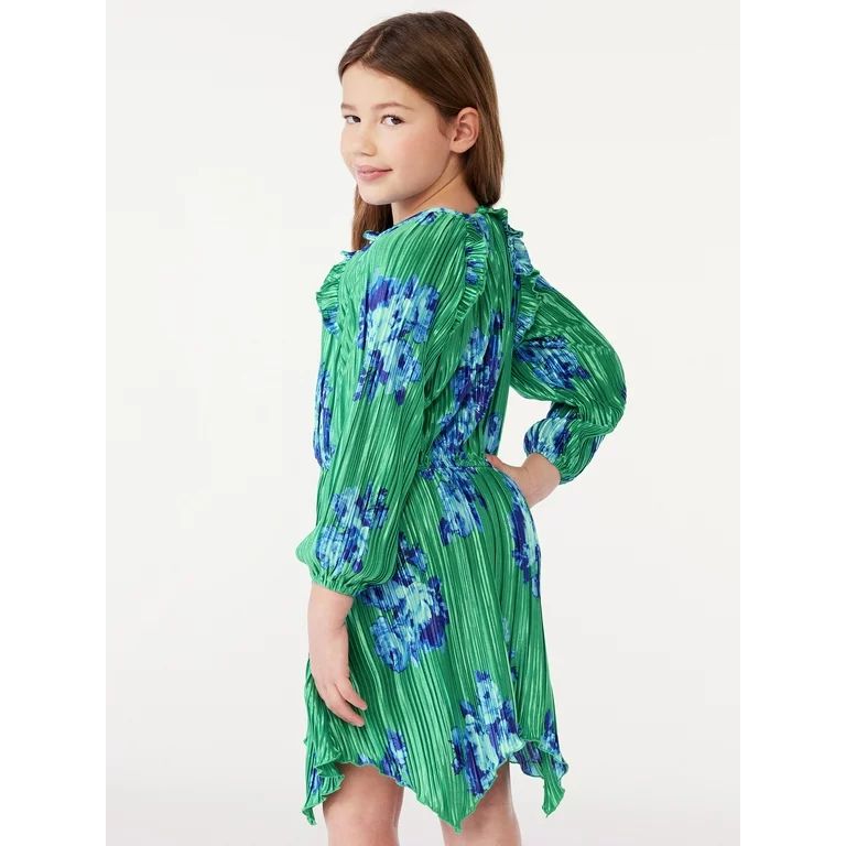Scoop Girls Long Sleeve Handkerchief Hem Dress, Sizes 4-12 | Walmart (US)