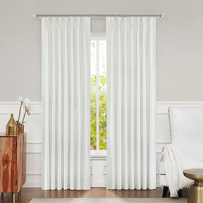 Central Park Cream Full Blackout Pinch Pleat Window Curtain for Bedroom Living Room Window Treatm... | Amazon (US)