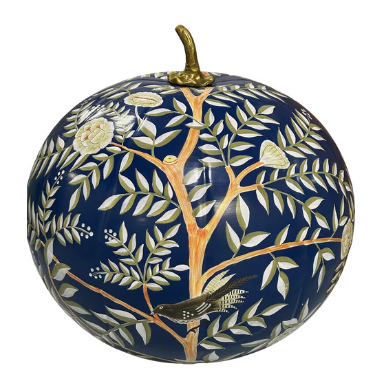 Jumbo Hand-Painted Chinoiserie Pumpkin – 24" (8 Styles) | The Enchanted Home