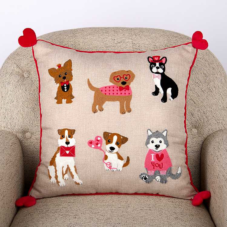 New! Valentine Dogs Throw Pillow | Kirklands