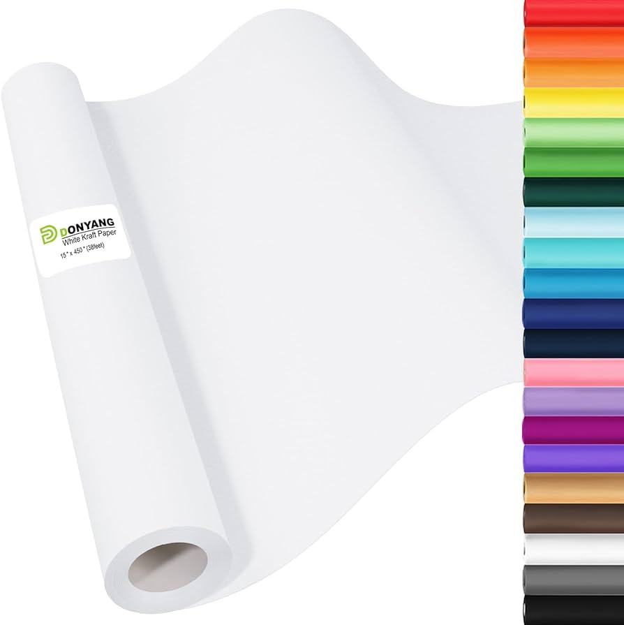 White Wrapping Paper Craft Paper Kraft Paper Roll 15" x 450", Bulletin Board Paper, Arts & Crafts... | Amazon (US)