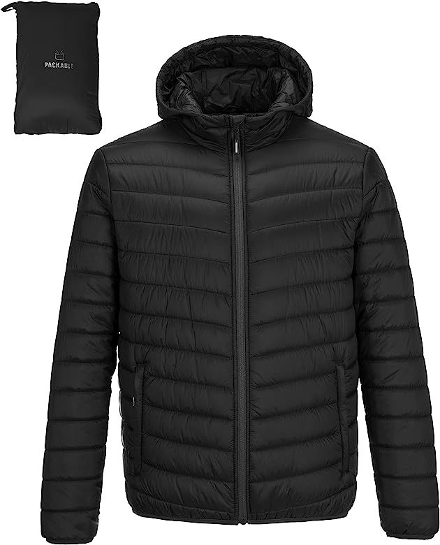 Outdoor Ventures Men's Lightweight Packable Hooded Puffer Jacket Insulated Winter Coat for Snow S... | Amazon (US)