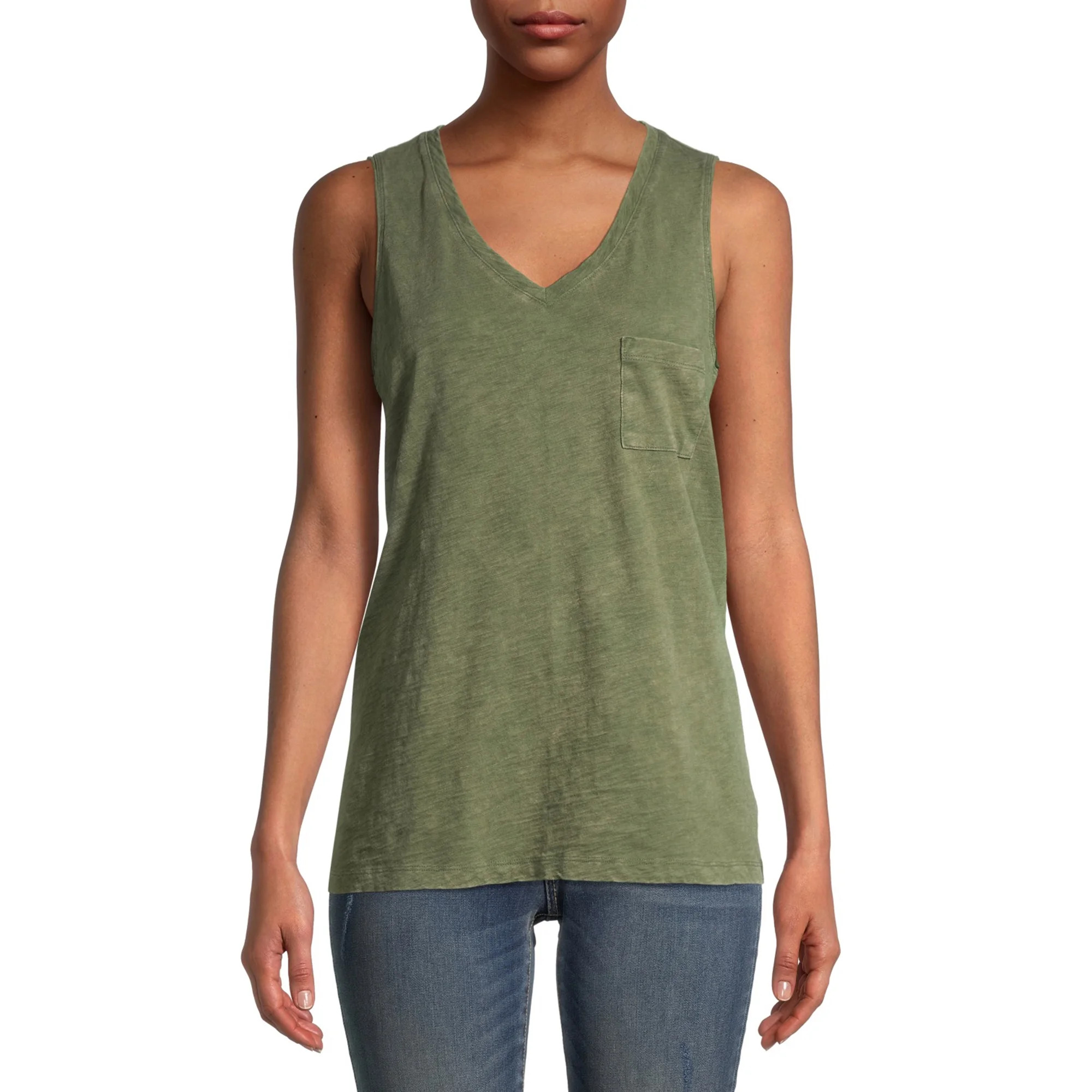 Time and Tru Women's V-Neck Pocket Tank Top | Walmart (US)