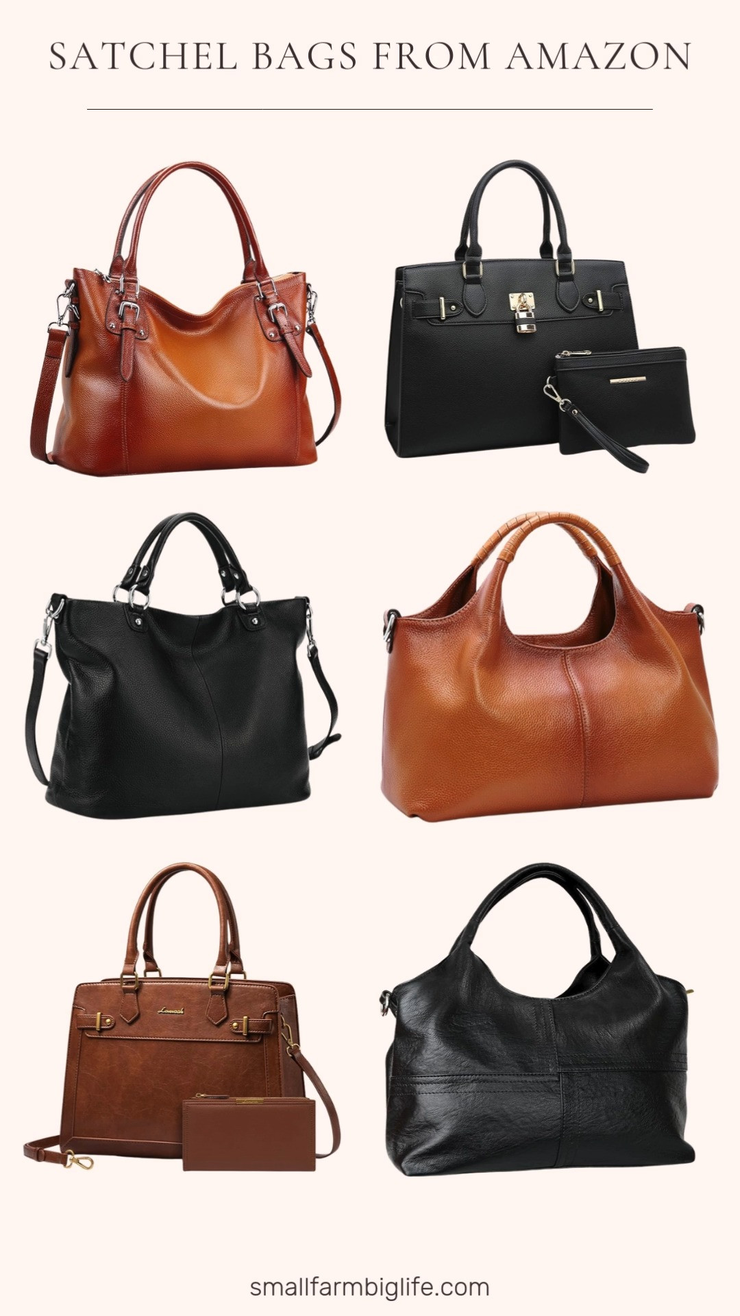 Women’s satchel bags from Amazon you’ll carry everywhere 🤎
Classic cognac, brown, and black styles in timeless leather silhouettes that work as a handbag, purse, or shoulder bag. These are everyday staples that elevate any outfit while still being practical and easy to wear ✨ 

 #LTKootd #LTKOver40 #LTKFindsUnder100