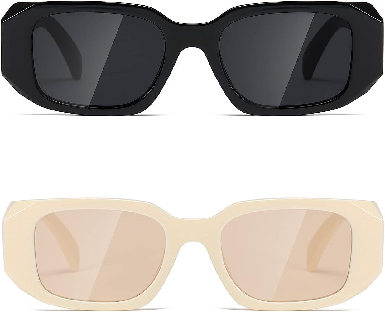 Y2k Sunglasses Women and Men Square Trendy Show shades Retro fashion vogue UV Protection sunglass... | Amazon (US)
