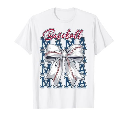 Baseball Coquette Bow Baseball Mom Game Day Baseball Mama T-Shirt | Amazon (US)