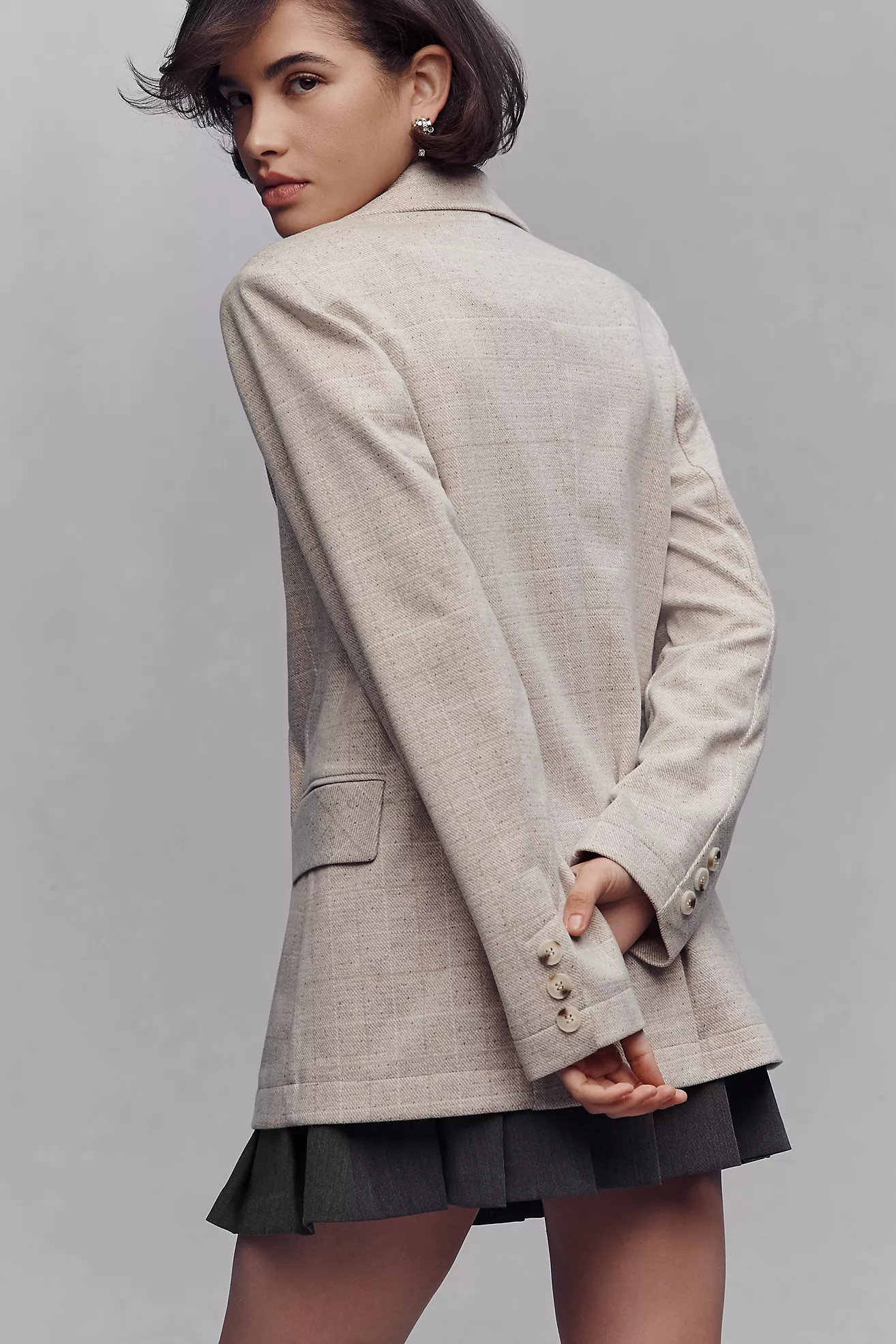 Avec Les Filles Double-Breasted Knit Plaid Blazer | Anthropologie (US)