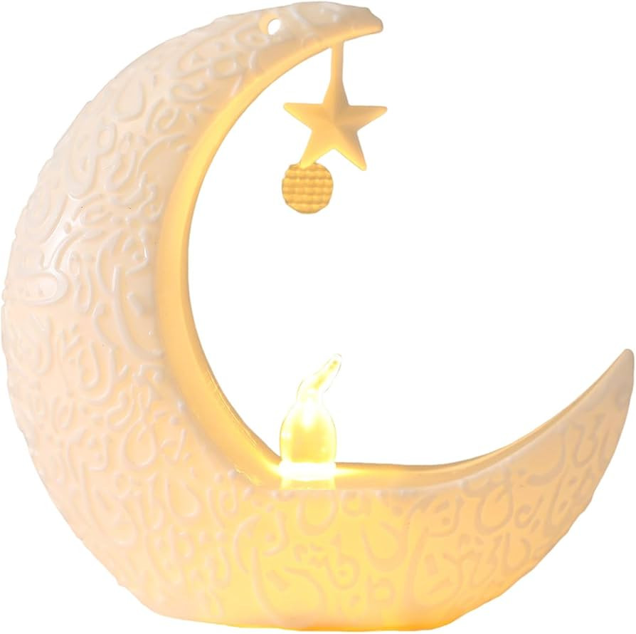 Mini Ramadan Lantern for Centerpiece,Ramadan Decorations for Home,10*10cm Moon Shape LED Eid Hang... | Amazon (UK)