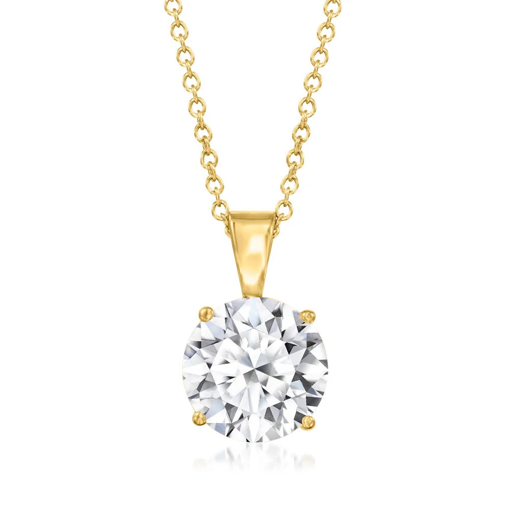 2.00 Carat Lab-Grown Diamond Solitaire Necklace in 14kt Yellow Gold. 18" | Ross-Simons