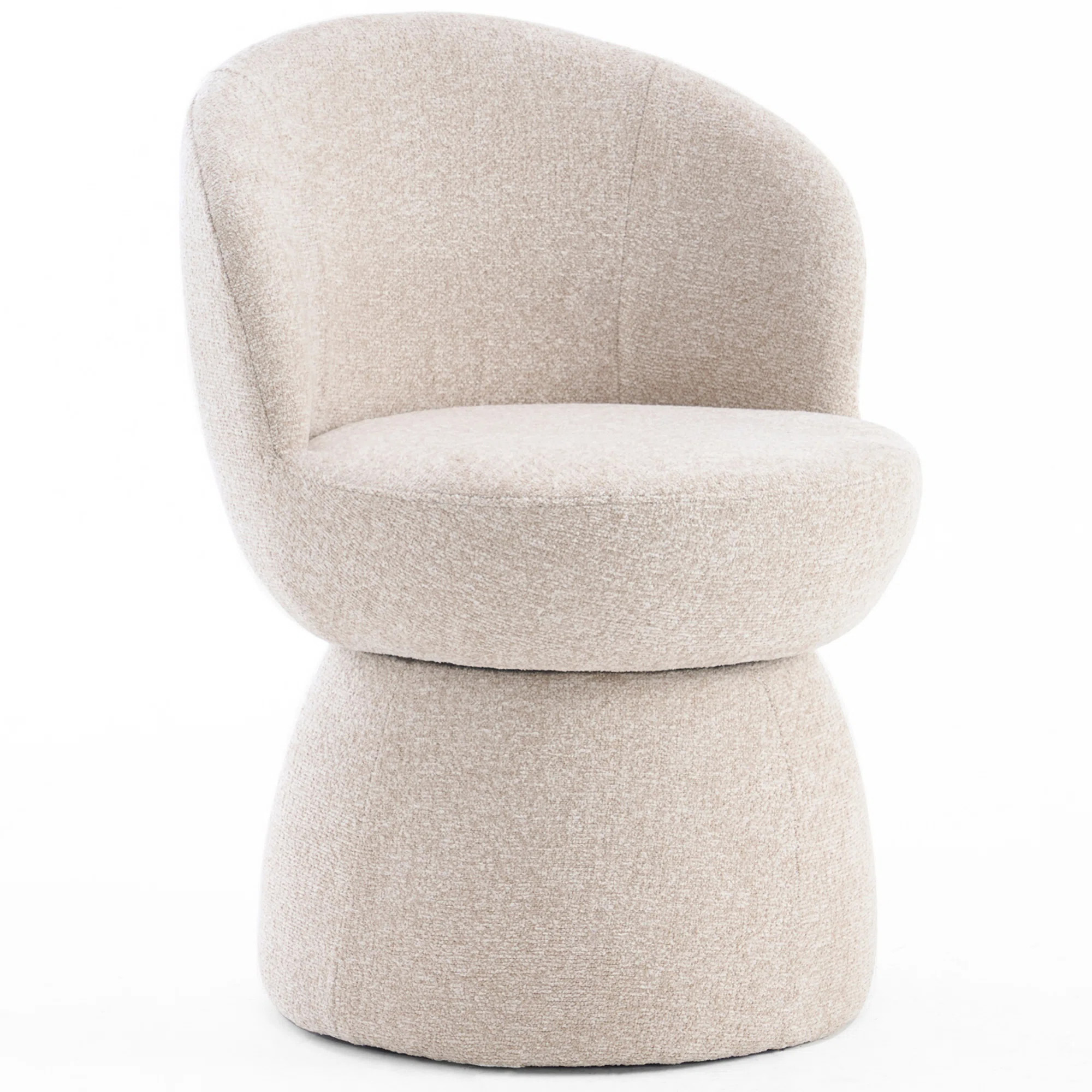 Upholstered Accent Chair, Swivel Vanity Stool With Wingback, Boucle Fabric Make-up Chair | Wayfair North America