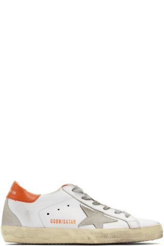 Golden GooseWhite & Orange Superstar Sneakers$480 USDView details | SSENSE 