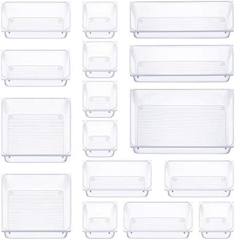 Amazon.com: 16 Pcs Drawer Organizer Set Dresser Desk Drawer Dividers - 5 Size Bathroom Vanity Cos... | Amazon (US)
