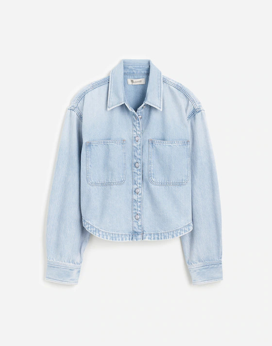 Cropped Shirt Jacket in Foster Wash: Airy Denim Edition | Madewell