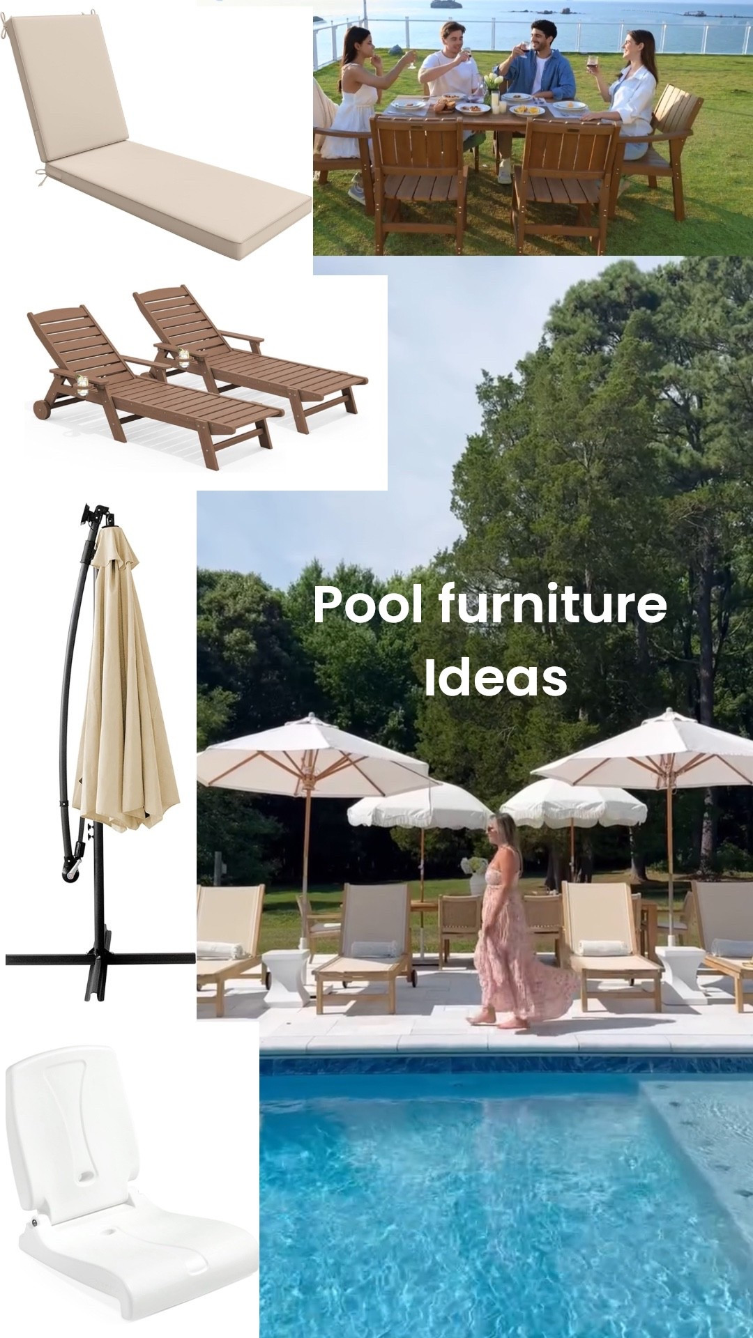 Pool furniture that’s all weather
Patio table, loungers and umbrellaa

#LTKSeasonal #LTKFamily #LTKHome