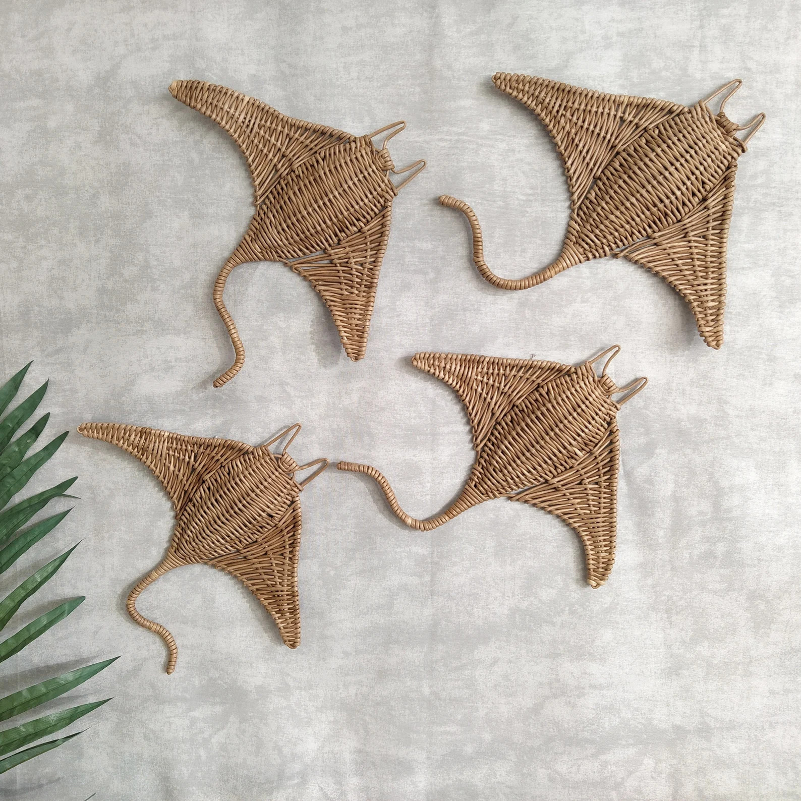 Set of 4 Stingray Wicker Hanging Decor, Stingray Hanging on Wall,underwater World Wall Decor, Wic... | Etsy (US)