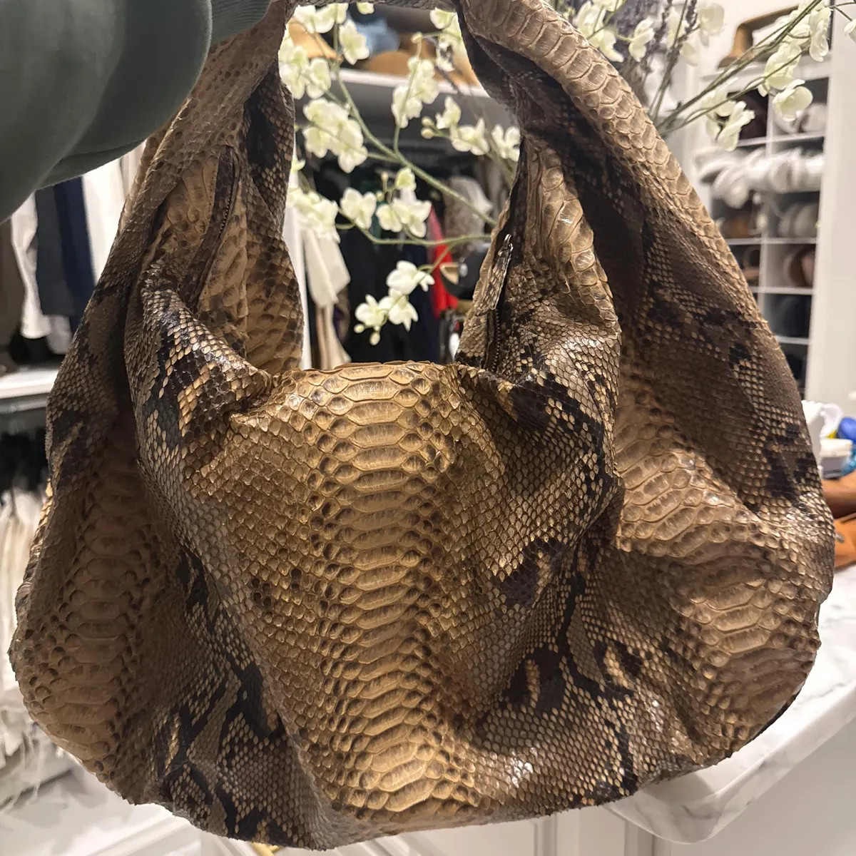 Beige Python Leather Big Hobo Bag: Luxury Snakeskin Shoulder Bag | Etsy (Global)