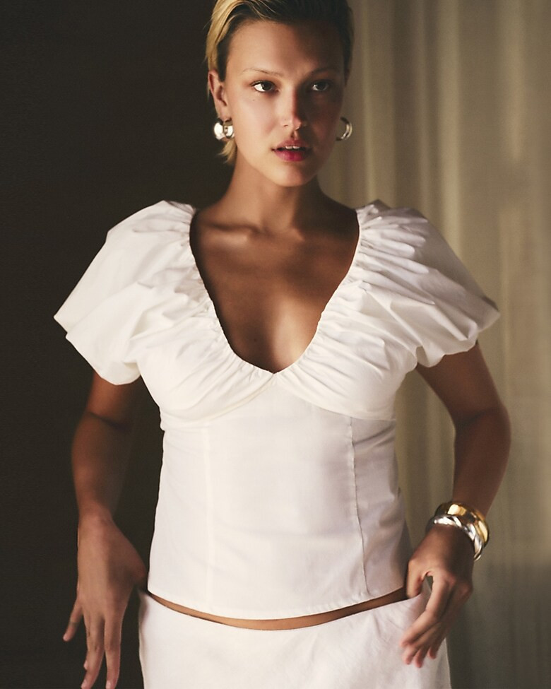 Cecily top in stretch cotton poplin blend | J. Crew US