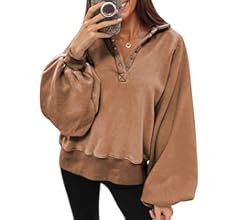 Dokotoo Womens 2023 Fashion Oversized Loose Lantern Sleeve Button Collar Pullover Sweatshirts Top... | Amazon (US)