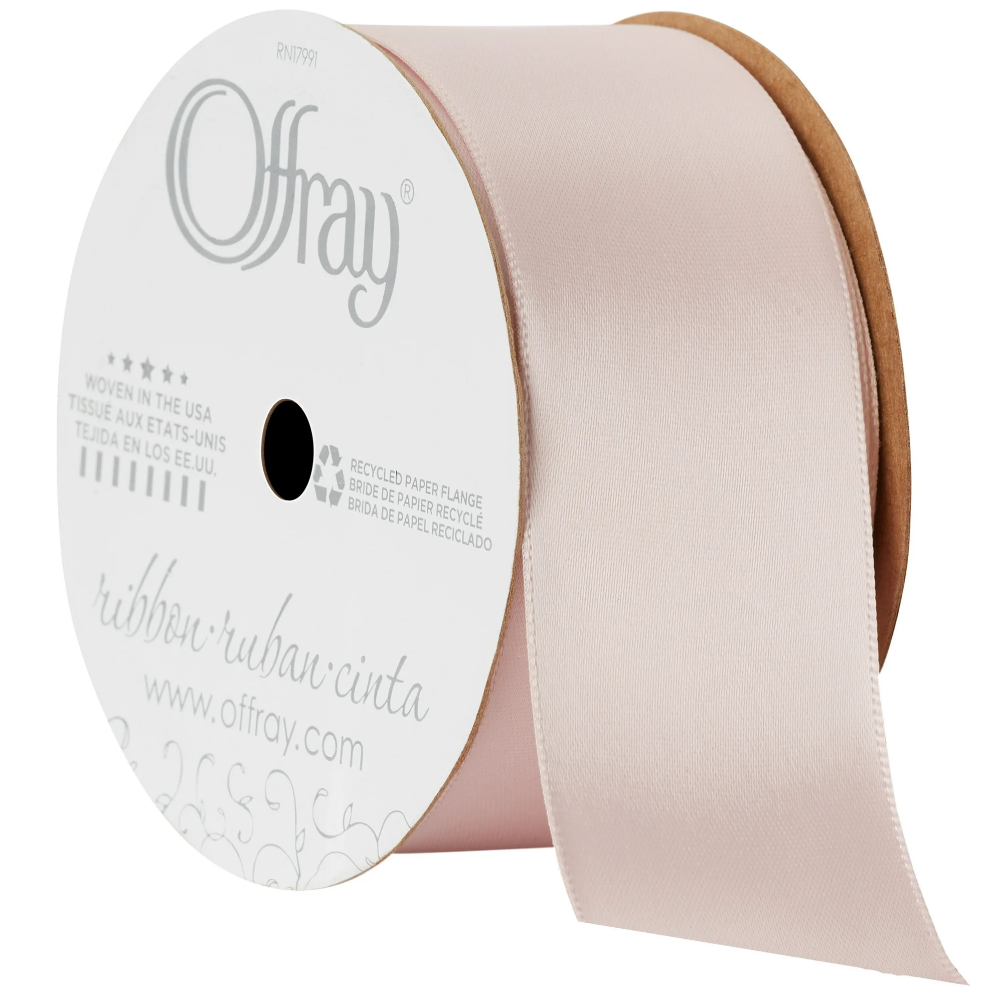 Offray Ribbon, Pink Blush 1 1/2 inch Double Face Satin Polyester Ribbon for Wedding, Sewing, and ... | Walmart (US)