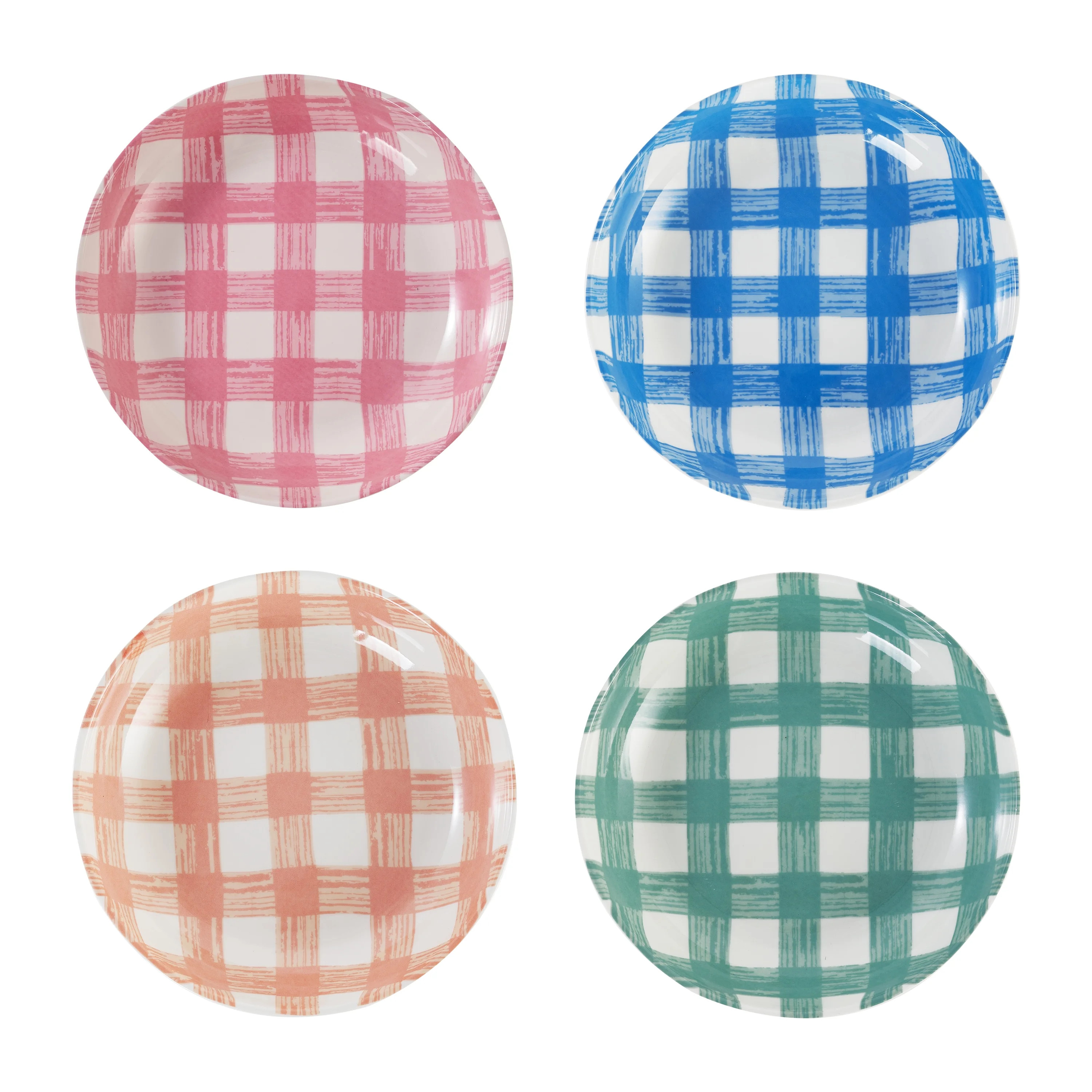 Way to Celebrate Ceramic Easter Dinner Bowls with Checkers, Mixed Colors, Set of 4 | Walmart (US)