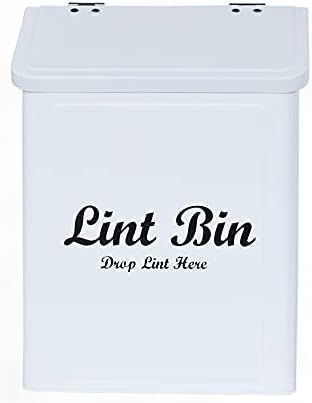 Magnetic Lint Bin for Laundry Room - Metal Lint Box with Lid for Laundry Room Lint Trash Can for ... | Amazon (US)