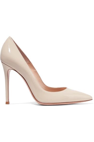 Gianvito Rossi - 105 Patent-leather Pumps - Off-white | NET-A-PORTER (US)