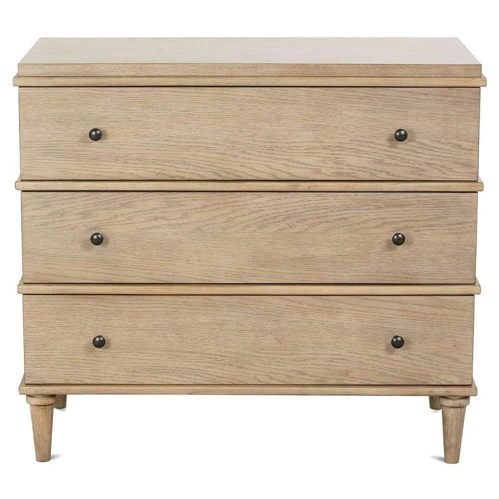 Marlowe Rustic Lodge Brown Oak 3 Dovetail Drawer Bachelor Chest Dresser | Kathy Kuo Home