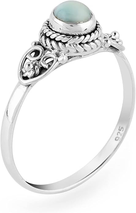 925 Sterling Silver Boho Ring, Natural Gemstones Stones, Solitaire Handmade Hypoallergenic Jewell... | Amazon (US)