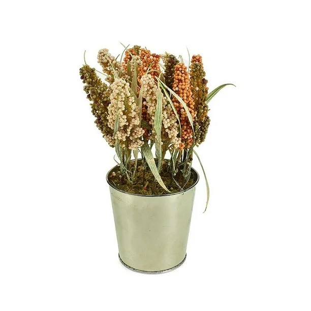 Artificial Dry Wheat in Metal Bucket Fall Arrangement, 10-Inch - Walmart.com | Walmart (US)