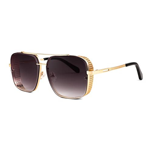 FEISEDY Sunglasses Mens Women Vintage Aviator Square Trendy Metal Steampunk Fishing Driving Sun Glasses B2894 | Amazon (US)