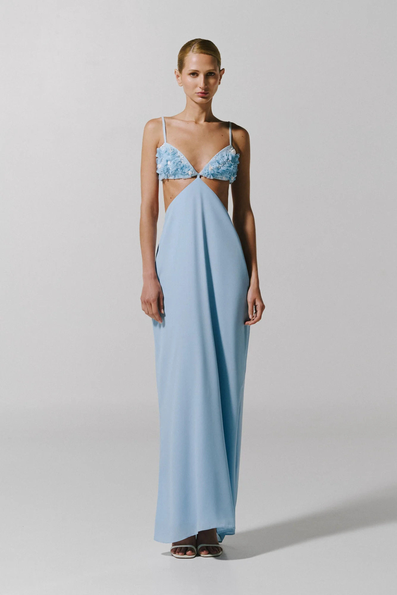 Rena Maxi Dress Blue in Textured fabric - Priv\u00e9 Resort 26 | BAOBAB INT