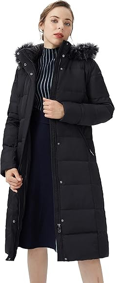 Orolay Women's Quilted Down Jacket Winter Long Coat Hooded Stand Collar Parka | Amazon (US)