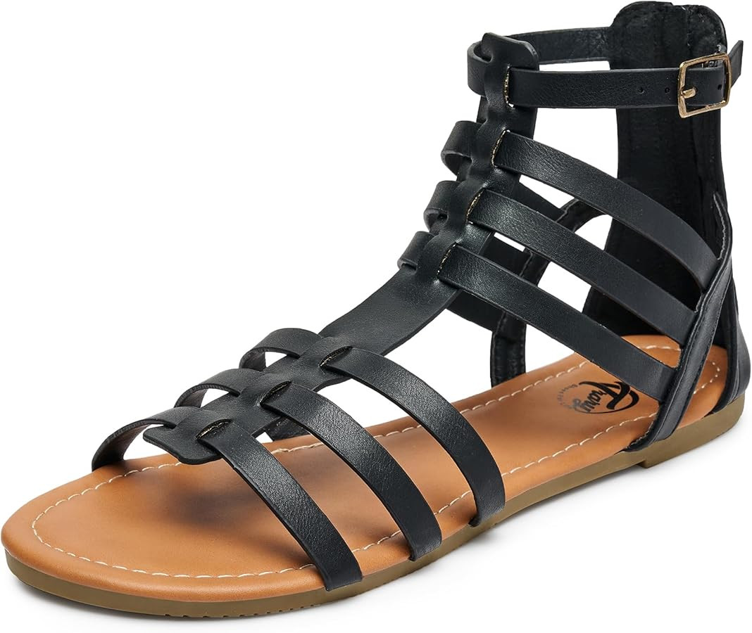Trary Women's Sandal, Comfortable Gladiator Sandals Ankle Strap Flats Sandalias Para Mujer Beach ... | Amazon (US)