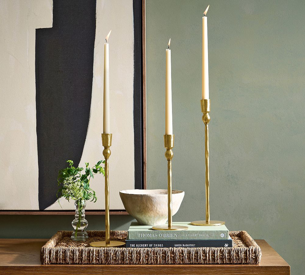Poconos Hammered Taper Candleholders | Pottery Barn (US)
