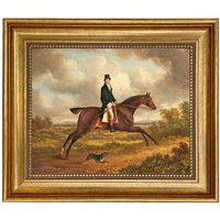 Down The Path Gentleman On Horse With Dog Framed Canvas Print, Equestrian Wall Art | Etsy (US)