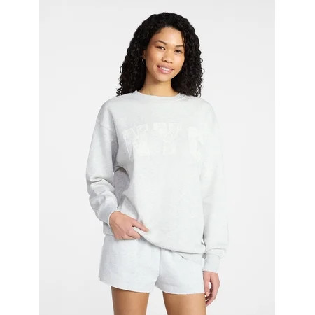 No Boundaries Oversized Graphic Sweatshirt, Midweight, Women's XXS-XXL | Walmart (US)