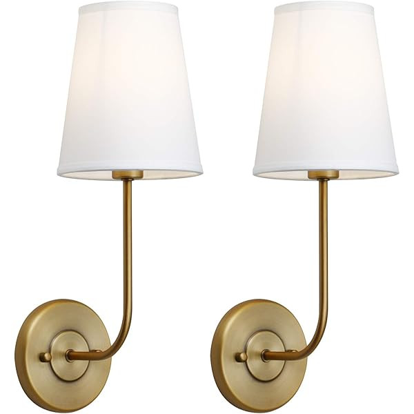 Pathson 2-Pack Rustic Wall Sconce with Light Yellow Fabric Shade Not Pure White, Modern Vintage Wall | Amazon (US)