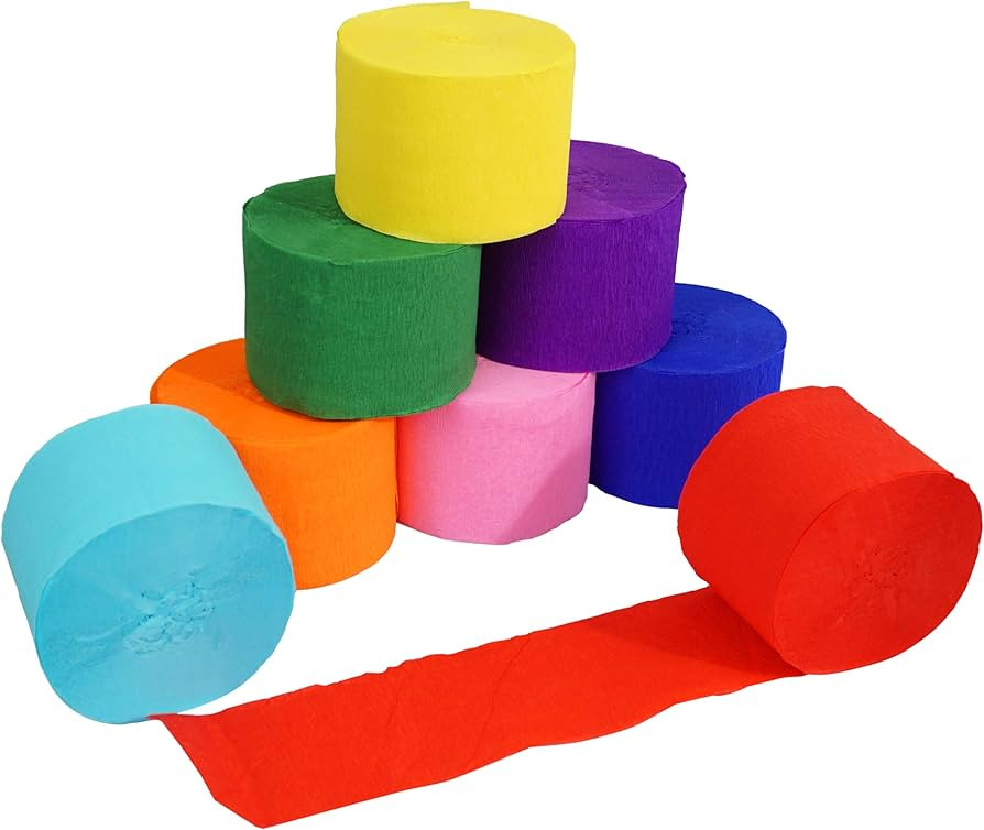 Amazon.com: 8 Rolls Crepe Paper Streamers, 8 Color Streamers 656 Ft, Rainbow Party Decorations, Streamers for Party Decorations, Birthday Decorations, Baby Shower, Wedding (1.8 in x 82 ft/Roll) : Arts, Crafts & Sewing | Amazon (US)