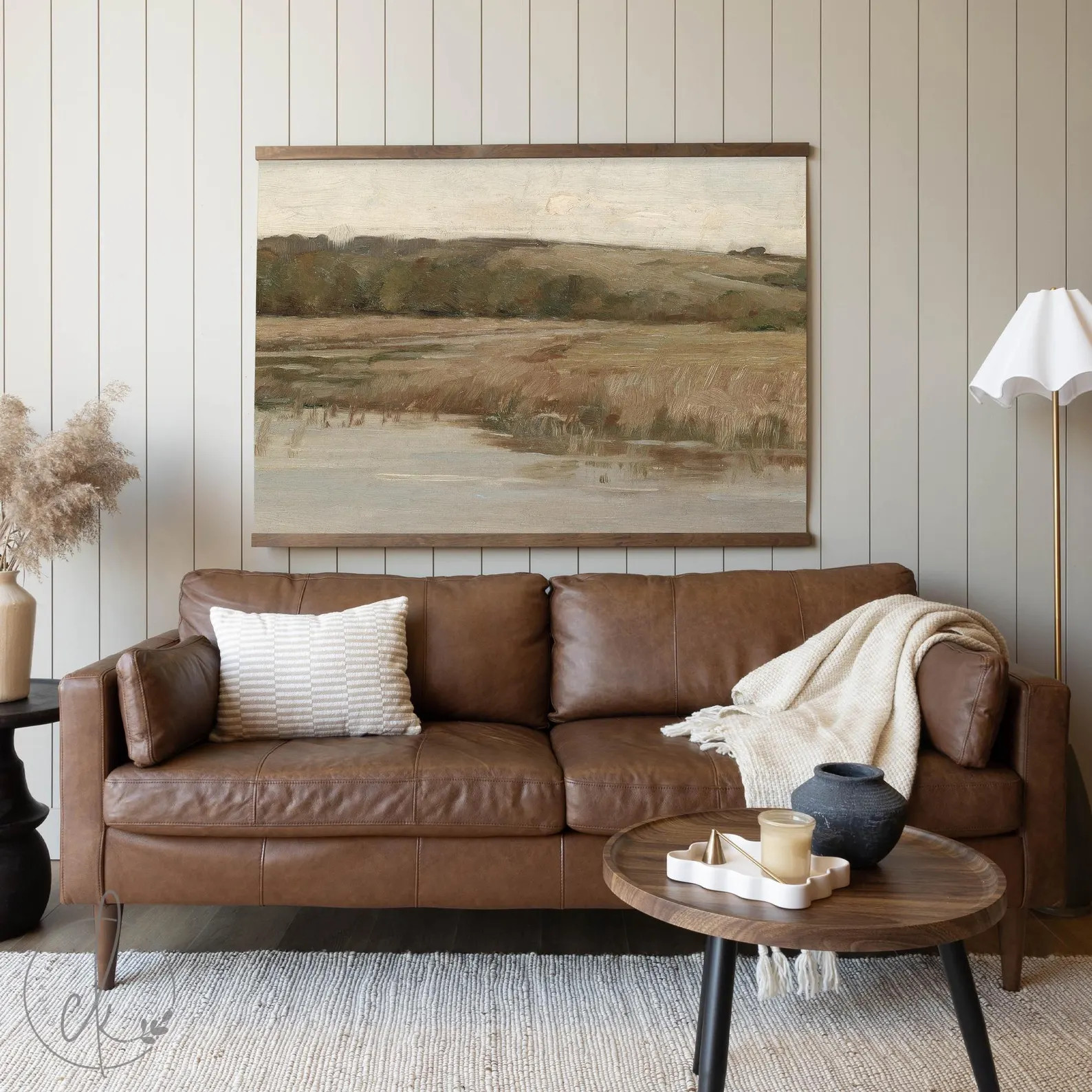 Large Landscape Canvas Tapestry Neutral Wall Art Vintage Meadow and River Print Oversized Nature ... | Etsy (US)