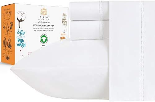 100% Organic Cotton Bed Sheet Set - Crisp and Cooling Percale Weave, Soft Breathable, Eco-Friendly,  | Amazon (US)
