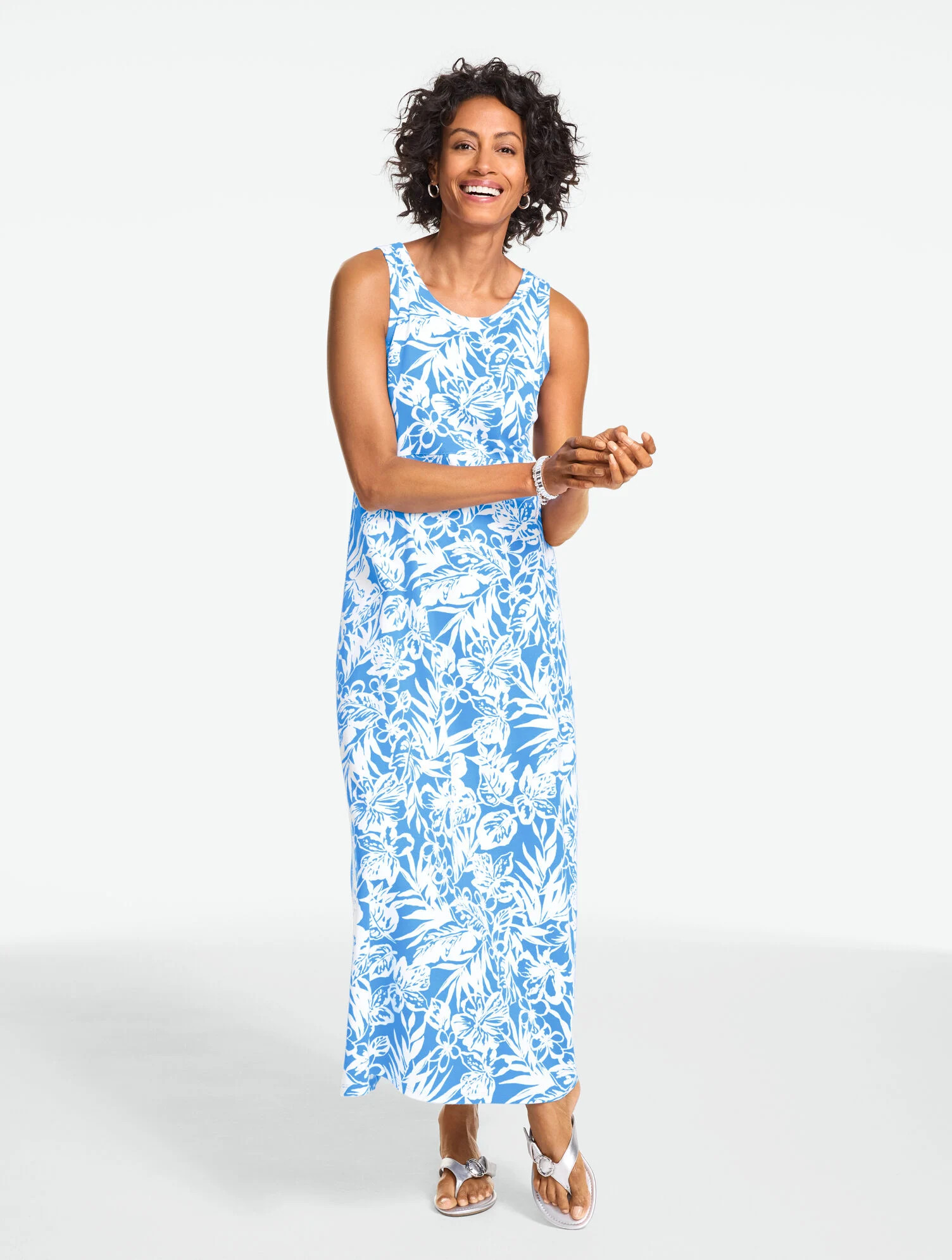 Sleeveless Jersey Dress - Tropical Hibiscus | Talbots