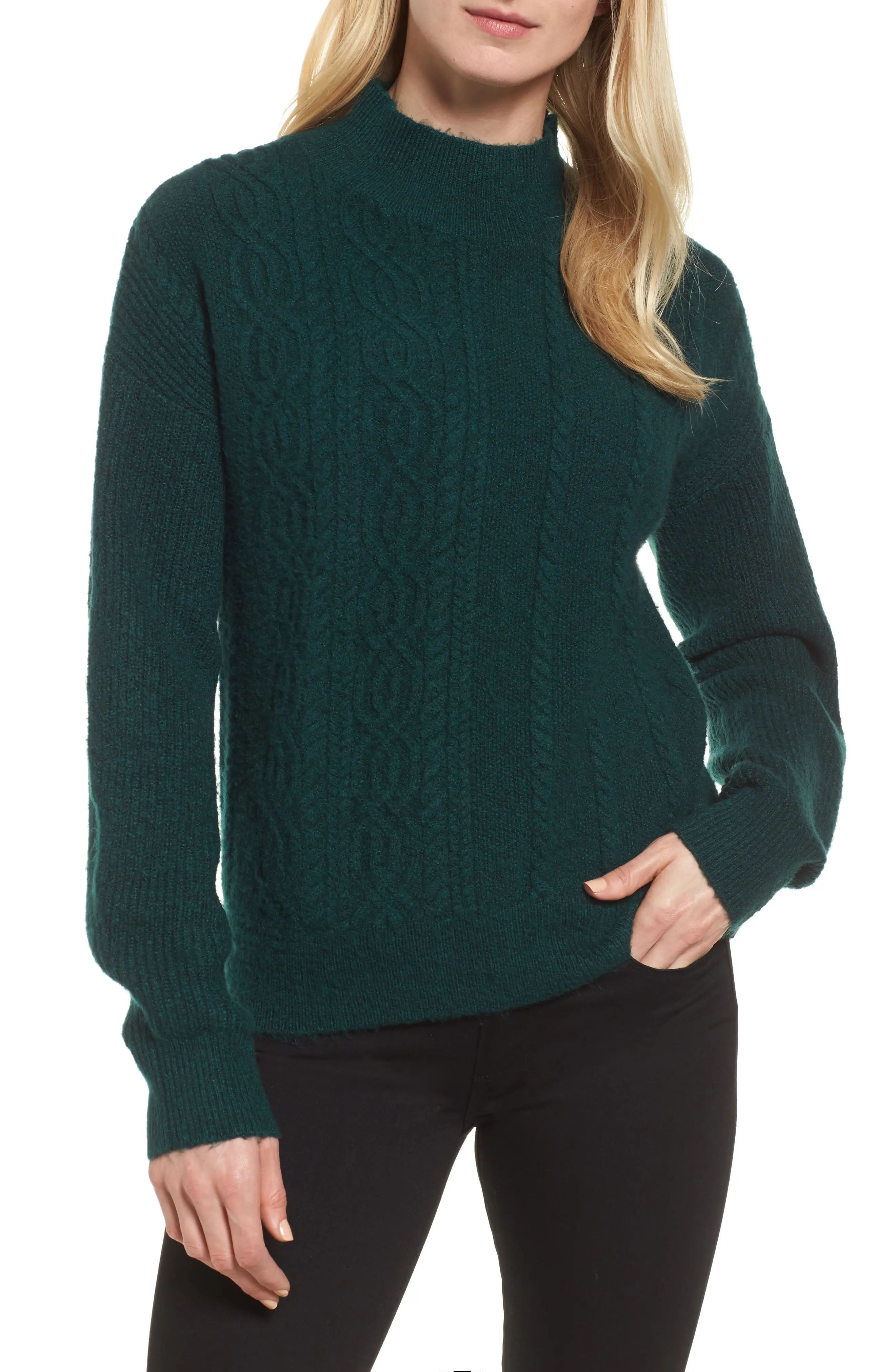 Mock Neck Cable Knit Sweater | Nordstrom