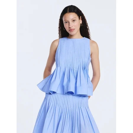 Free Assembly Women s Sleeveless Pintuck Peplum Top Sizes XS-XXL | Walmart (US)