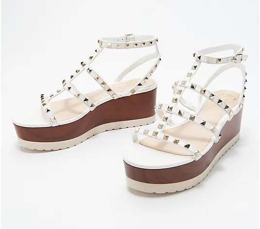Vince Camuto Studded Wedge Sandals - Pemolie - QVC.com | QVC
