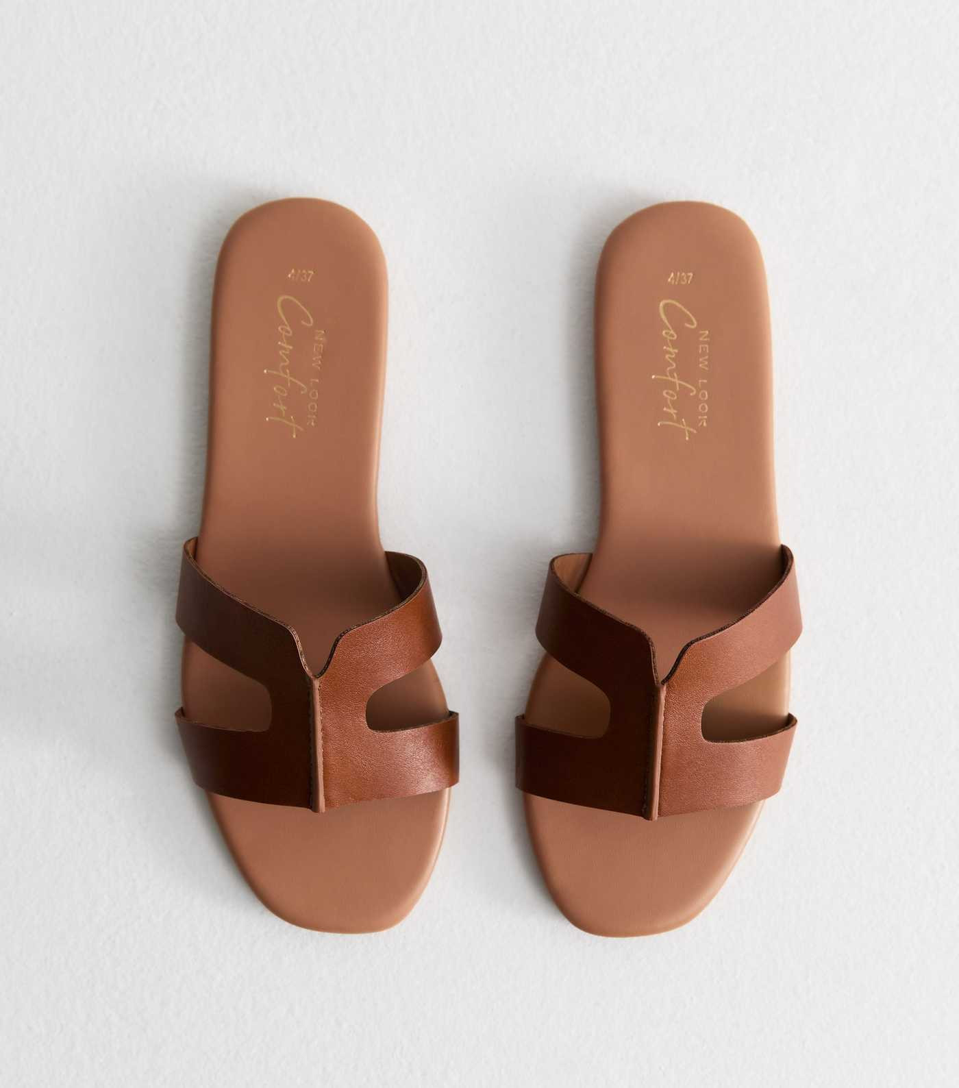 Tan Faux Leather Cut Out Strap Mules | New Look | New Look (UK)