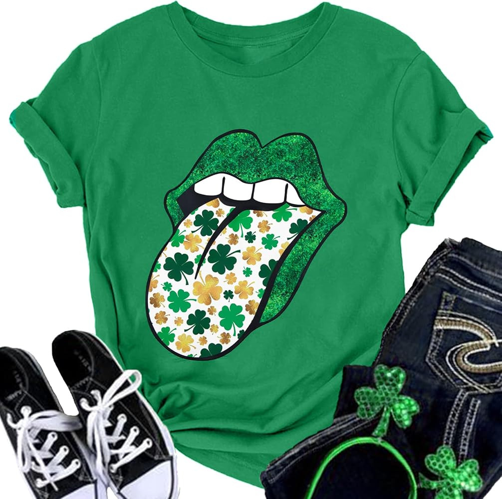 FASHGL St Patrick's Day Shirts for Women Shamrock Irish Shirt St Patty's Tshirt Clover Short Slee... | Amazon (US)