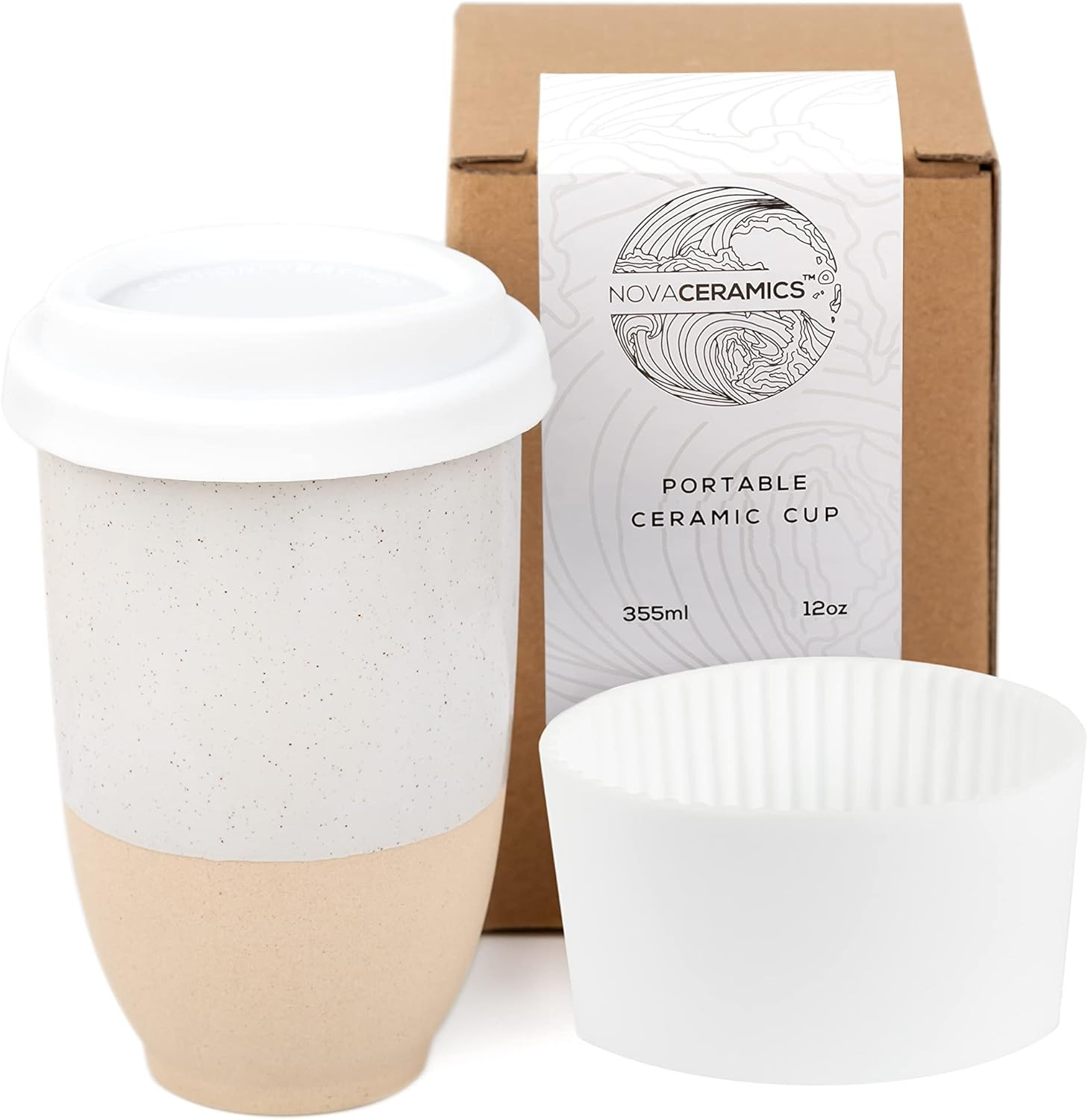 NOVA CERAMICS Reusable Coffee Cup, Ceramic Travel Mug with Lid, Portable Coffee Cup, Unique to Go... | Amazon (US)
