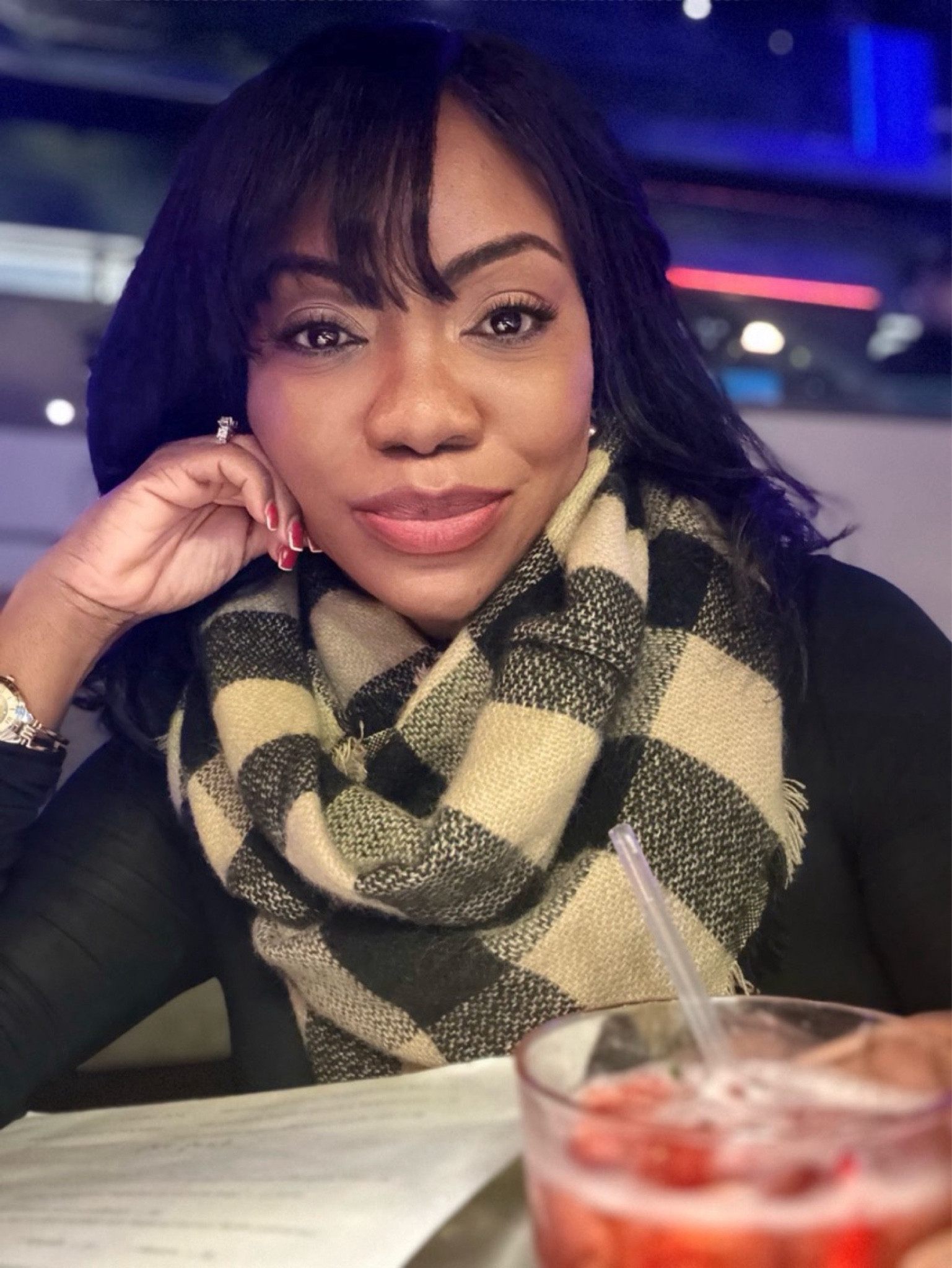 "Wrap yourself in elegance with this trendy scarf, adding a touch of sophistication to your entire ensemble."Winter Outfit 