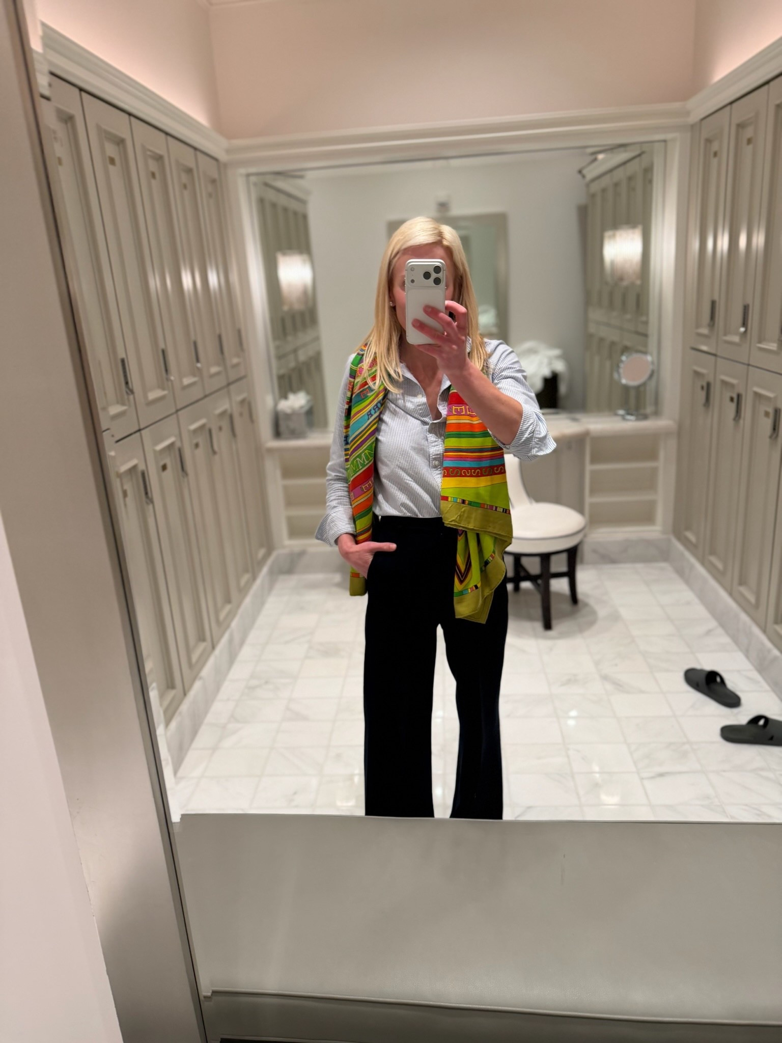 OOTD! My button down is Mashburn and scarf is vintage Hermès.

#LTKootd